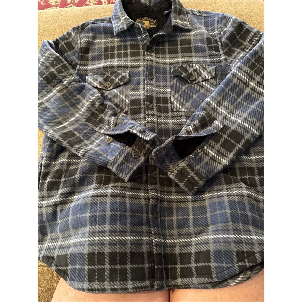 Freedom Foundry Mens Sherpa Lined Fleece Shirt Jacket Plaid Medium (Drew)